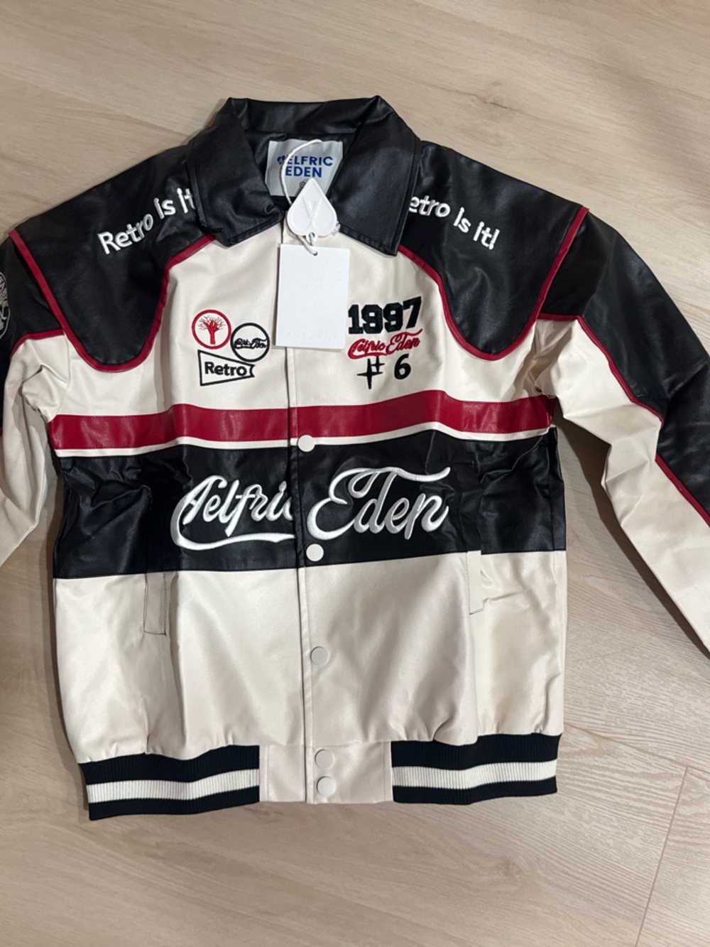 Aelfric Eden Black Cream and Red Racing Style Jacket